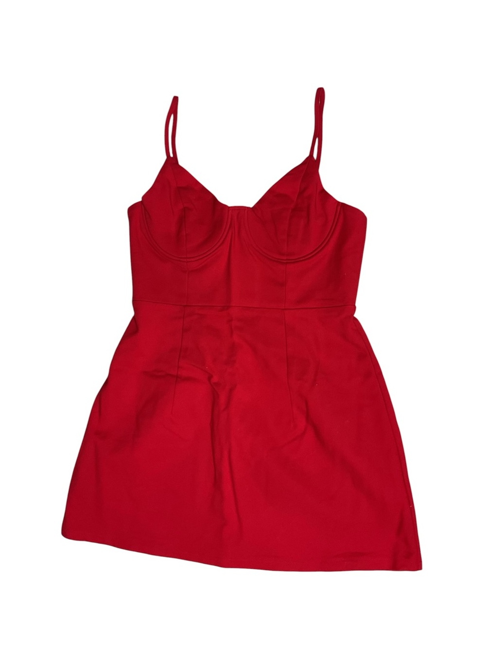 Polly Red Fit & Flare Mini Dress Size 14 Bustier Party Dress - Picture 2 of 7